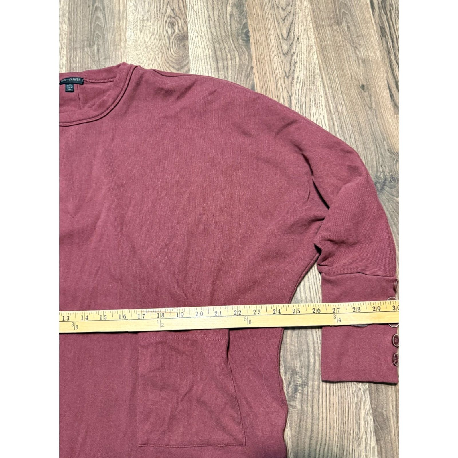 Vintage Coco + Carmen Shirt Women's Size L/XL Red Long Sleeve Crewneck Shirt, COCO, Casual, Basic, Polyester, Regular Fit, Fall Spring Summer, Women Size L / US 10 / IT 46 - 6 Thumbnail
