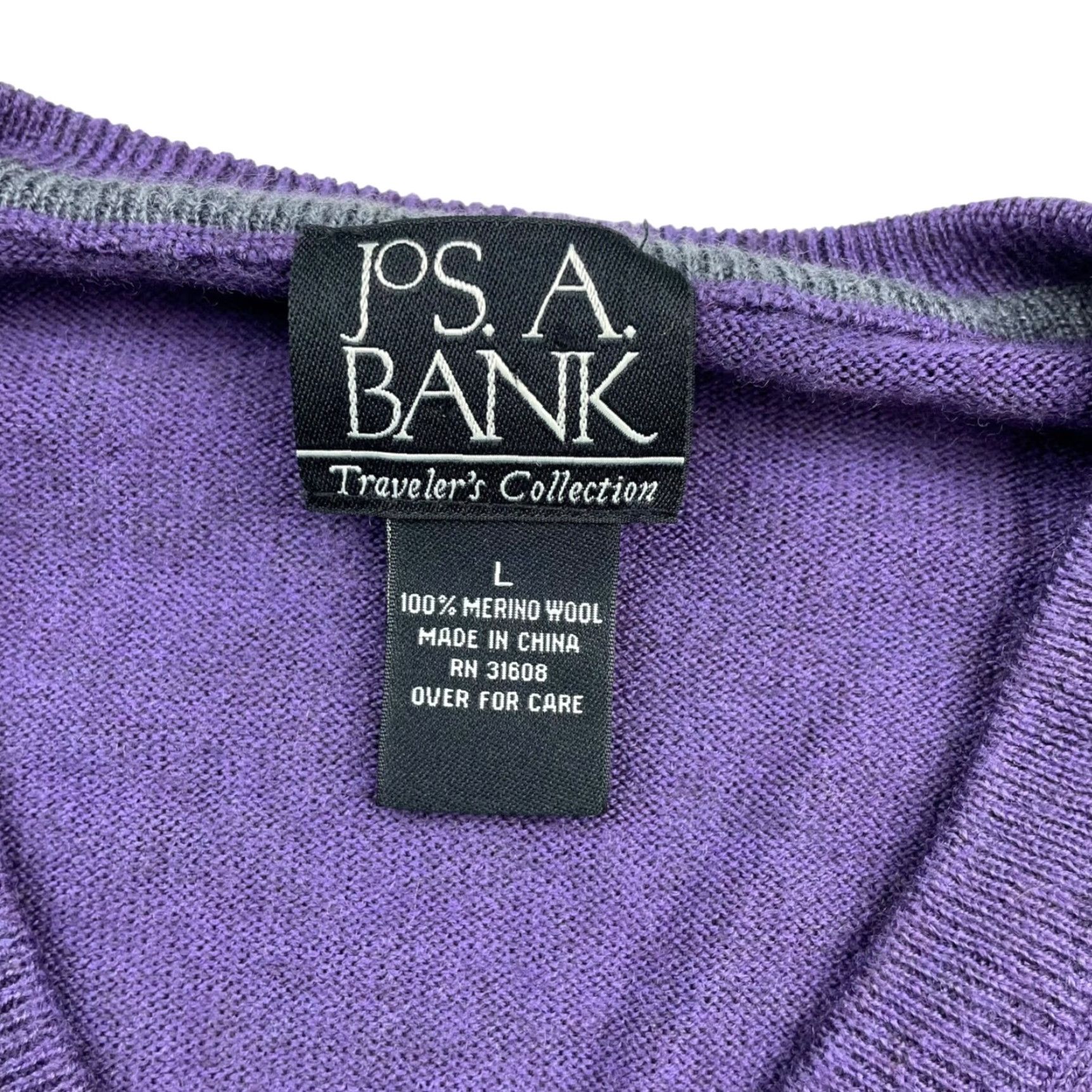 Jos. A. Bank Jos. A. Bank Men’s Pullover Sweater L 100% Merino Wool Purple Long Sleeve V-Neck Solid Size US L / EU 52-54 / 3 - 3 Thumbnail