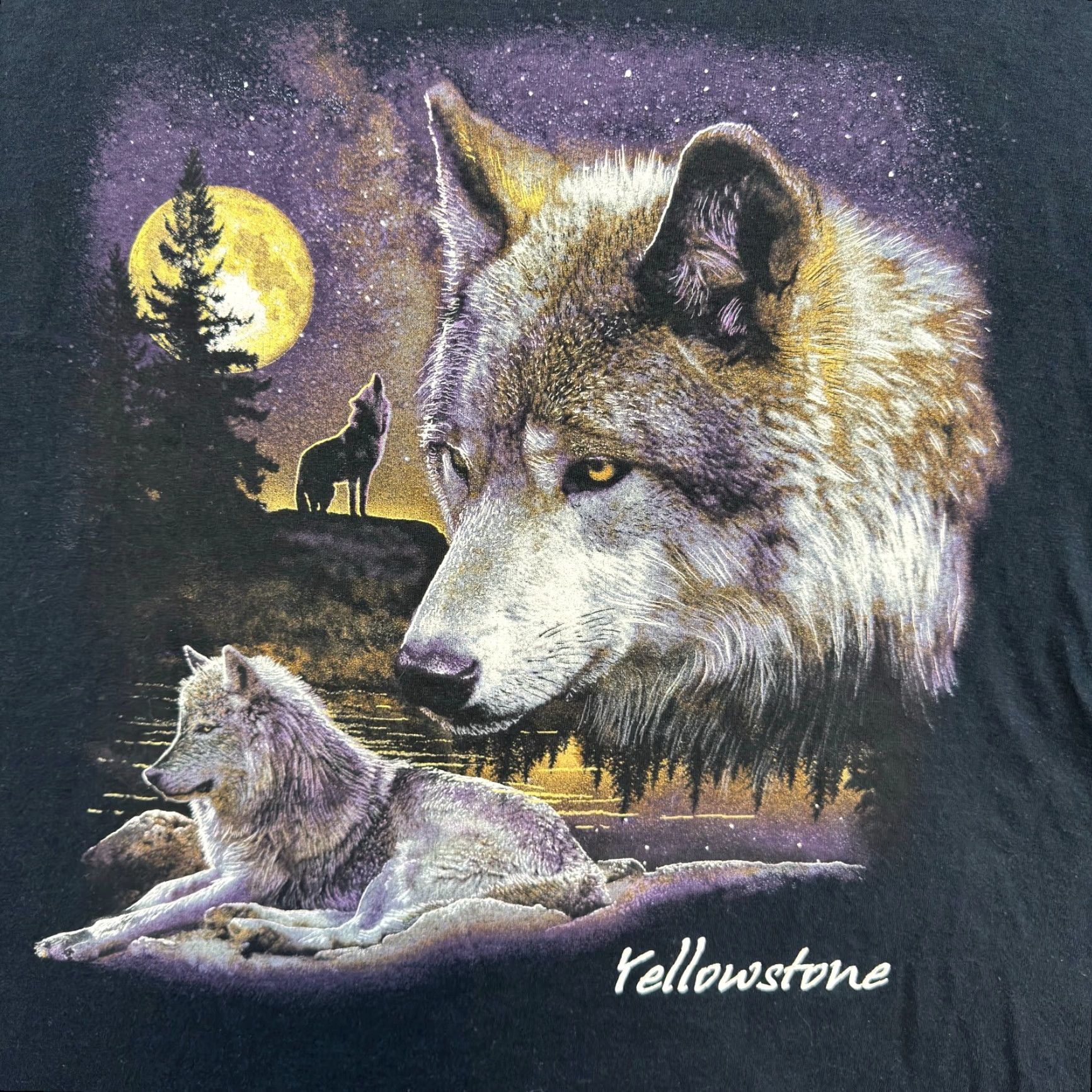 Native VINTAGE Wolf T-Shirt Large Black Graphic Yellowstone Moon Animal Native Shirt Size US L / EU 52-54 / 3 - 3 Thumbnail