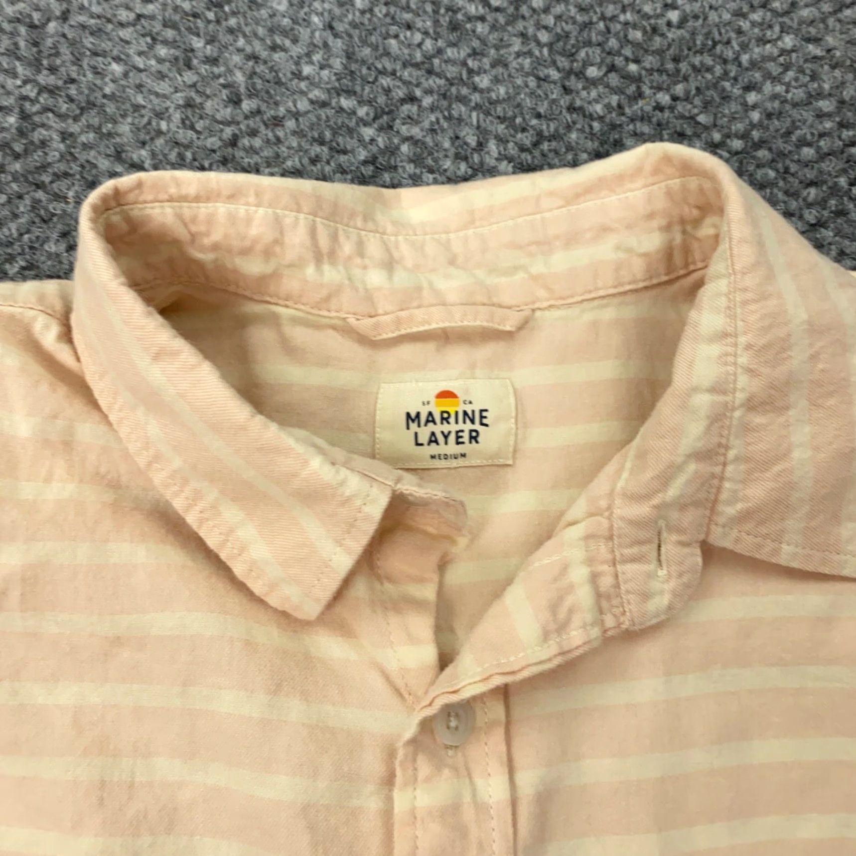 Marine Layer Marine Layer Shirt Long Sleeve Button-Up Pocket Pink/White Striped Adult M Mens Sh irt Pink Striped Beach Classic 90s Contemporary? Size US M / EU 48-50 / 2 - 5 Thumbnail