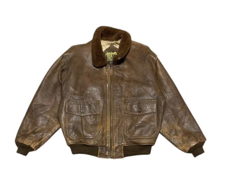 Vintage Vintage Military Leather Bomber Jacket Size US L / EU 52-54 / 3 - 1 Thumbnail