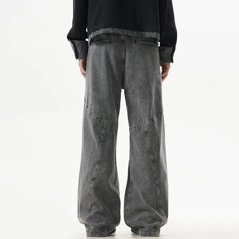Japanese Brand × Jean Waist belt splicing design washed pants Size US 33 - 3 Thumbnail