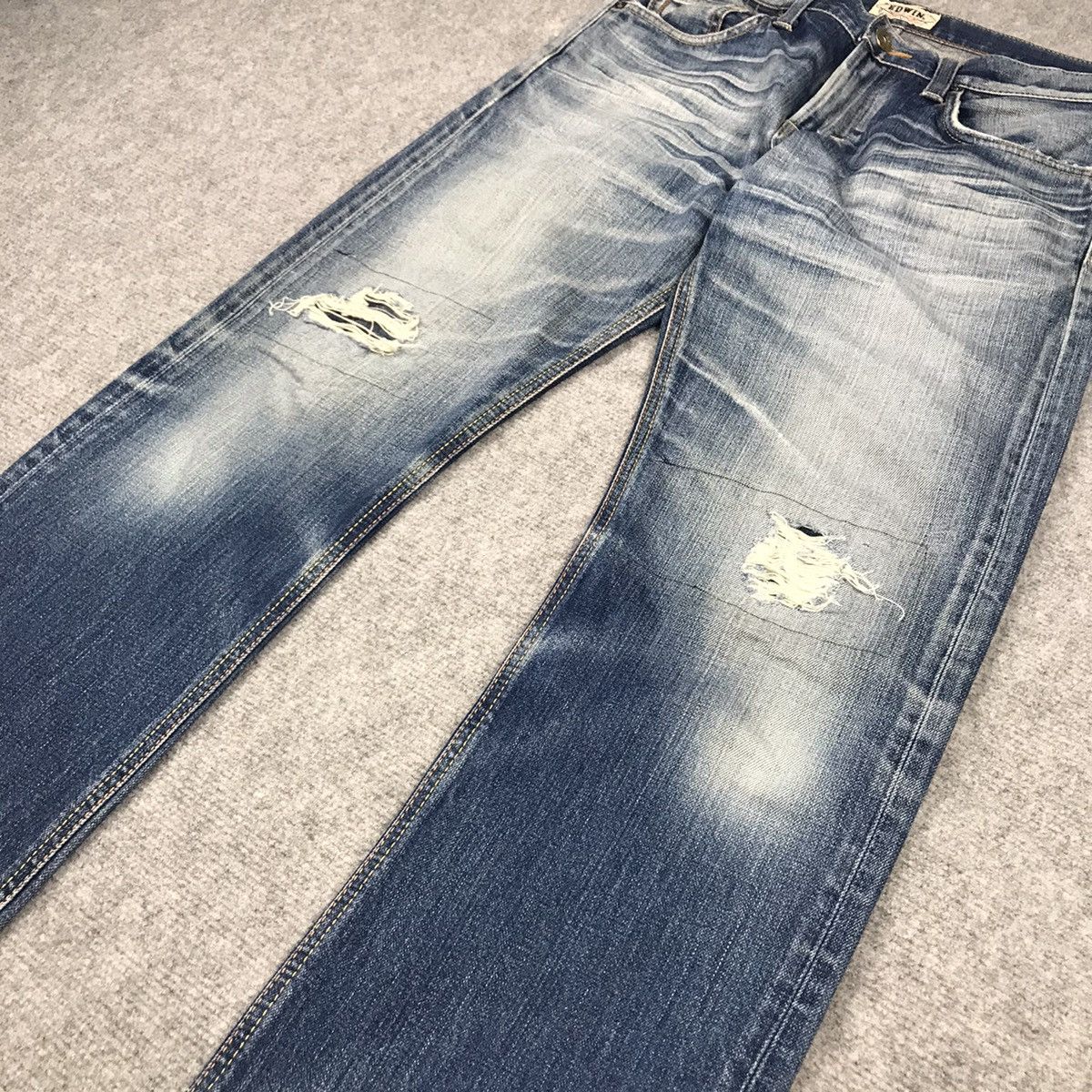 MADE IN JAPAN EDWIN DENIM FADED DISTRESSED PANTS 145