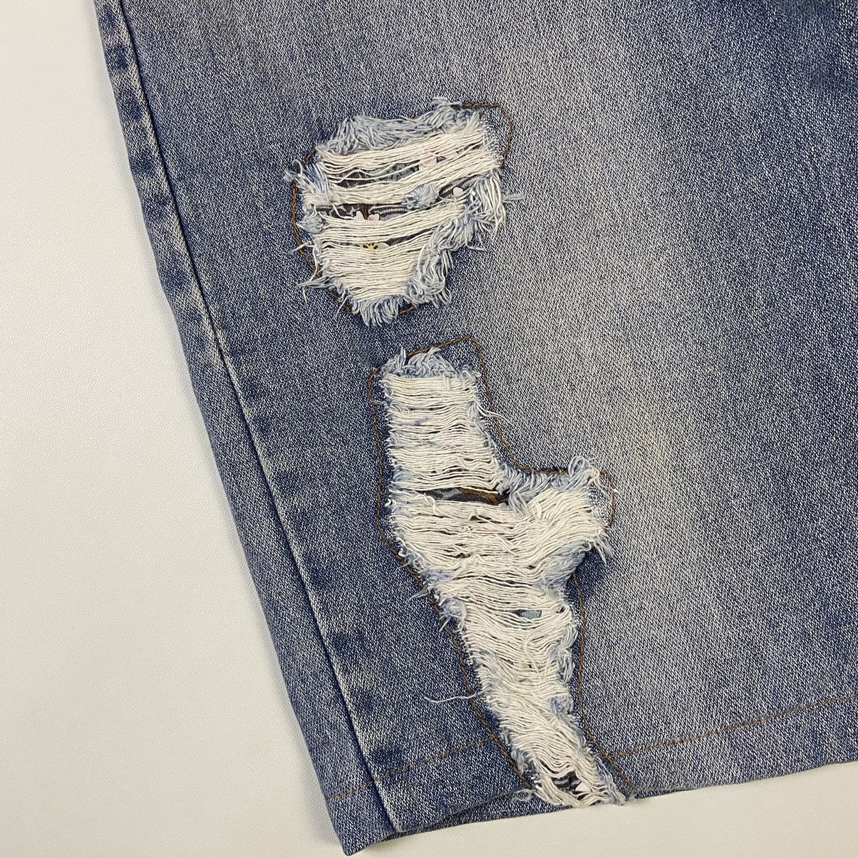 Japanese Brand Nylaus Crew Design Works Distressed Denim Shorts Size US 29 - 5 Thumbnail