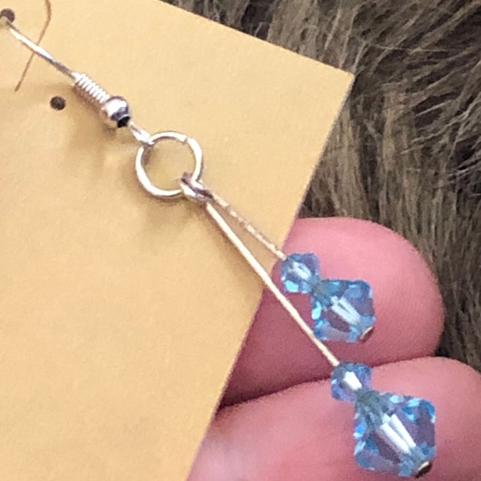 Vintage Vintage repurpose blue glass crystal drop earrings Size ONE SIZE - 3 Thumbnail