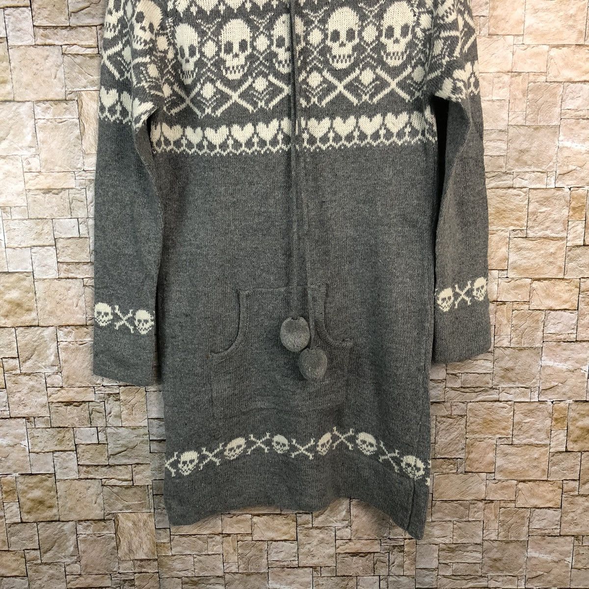 Japanese Brand S.I.D skull Grey Hoodie knitwear sweater #A518 Size S / US 4 / IT 40 - 3 Thumbnail