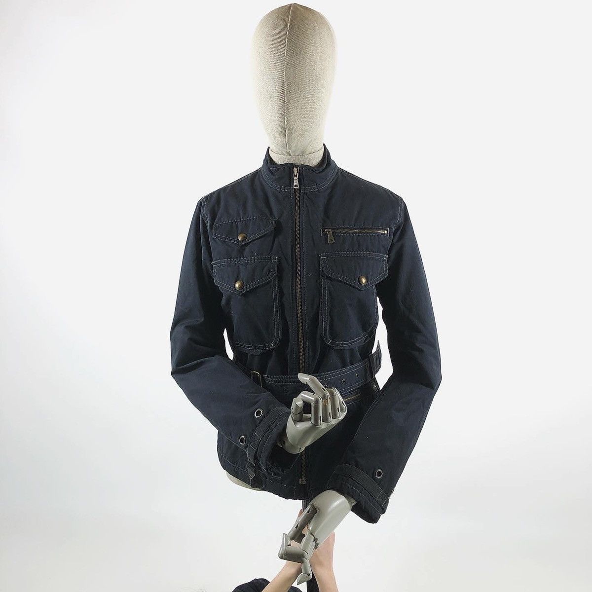 RRL Ralph Lauren × Ralph Lauren × Ralph Lauren Purple Label Rare POLO Cargo Multi Pockets Utility Belted Coat Motorcycle Jacket Bomber Size M / US 6-8 / IT 42-44 - 3 Thumbnail