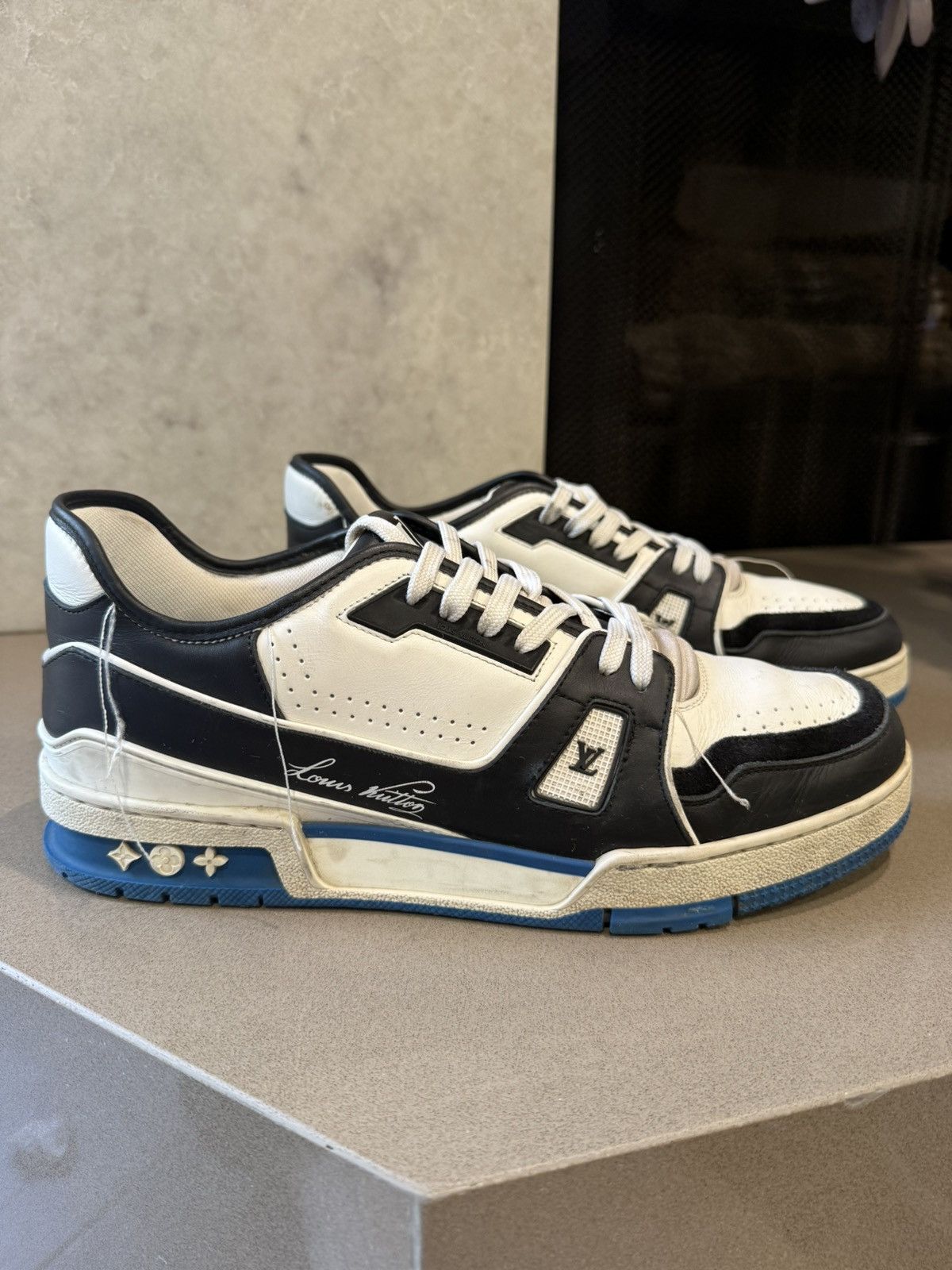 Louis Vuitton Louis Vuitton Black White Blue SS21 Upcycle Trainer Sneaker Size US 10 / EU 43 - 1 Thumbnail
