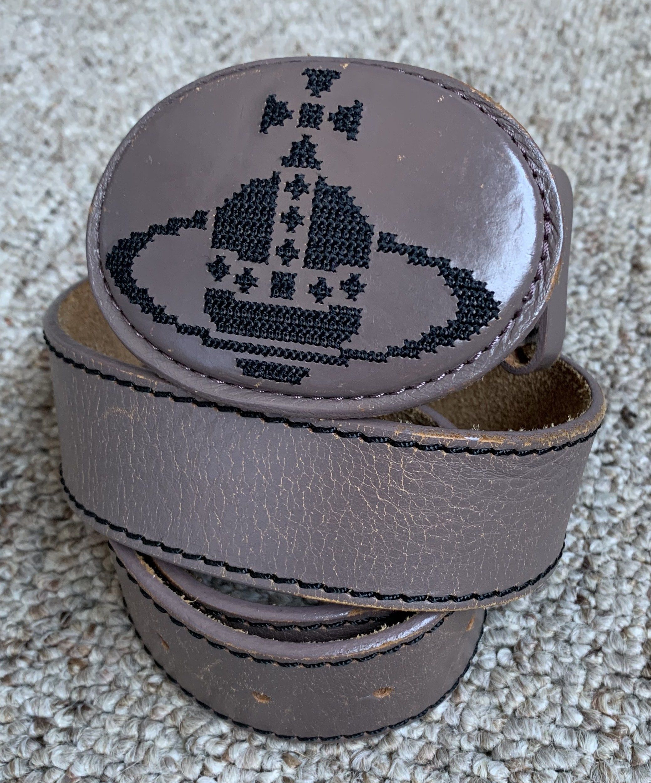 Vivienne Westwood Vivienne Westwood Orb Embroidered Leather Belt Size ONE SIZE - 1 Thumbnail