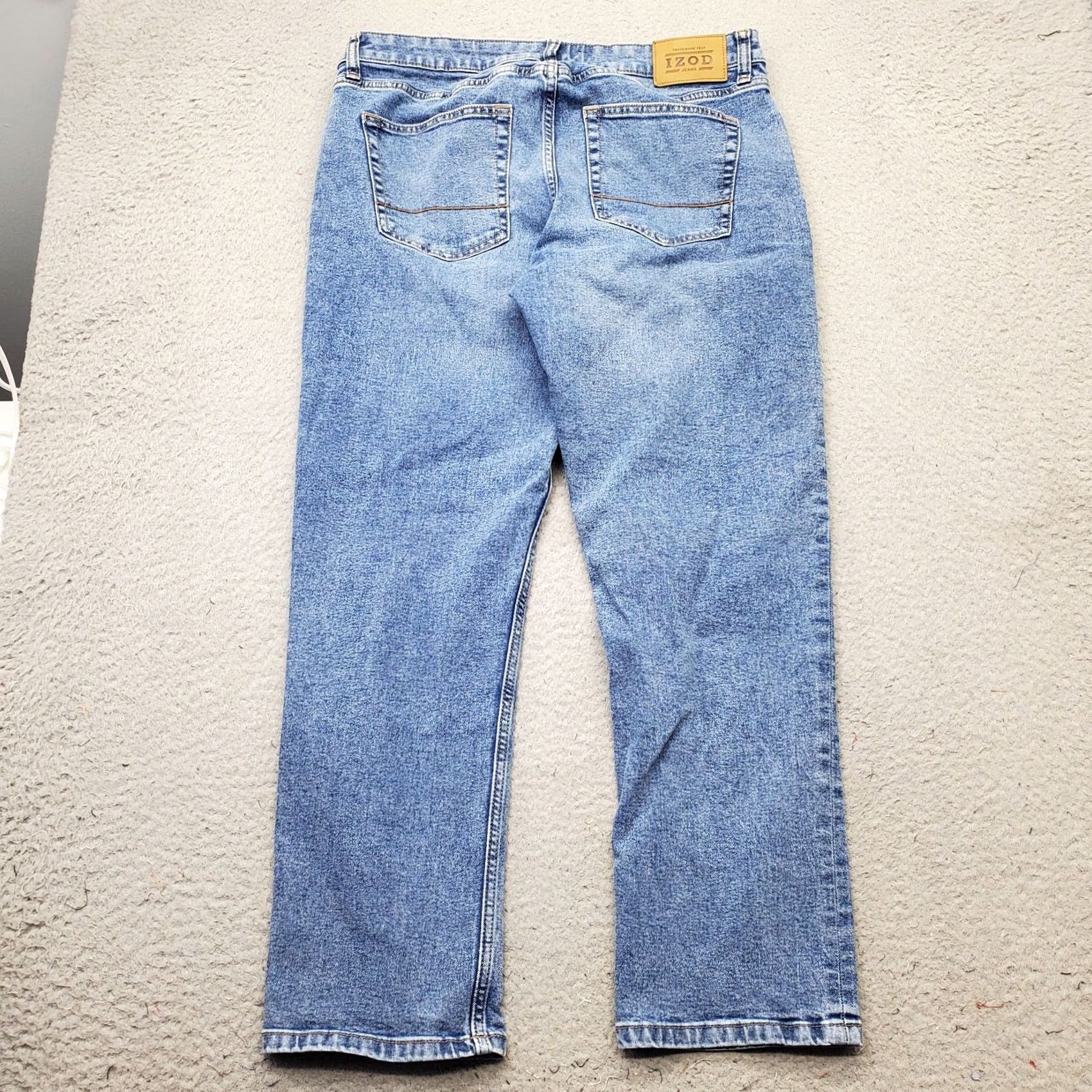 Izod IZOD Jeans Mens 34 Mens Size 34 Denim Saltwater Stretch Straight Streetwear Blue Color 5-Pocket Design Regular Fit Jeans Size US 34 / EU 50 - 2 Thumbnail