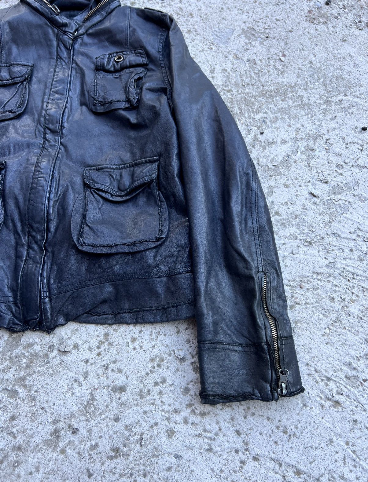 Rick Owens Japanese Brand Blue Label Real Leather Military Jacket Size M / US 6-8 / IT 42-44 - 3 Thumbnail