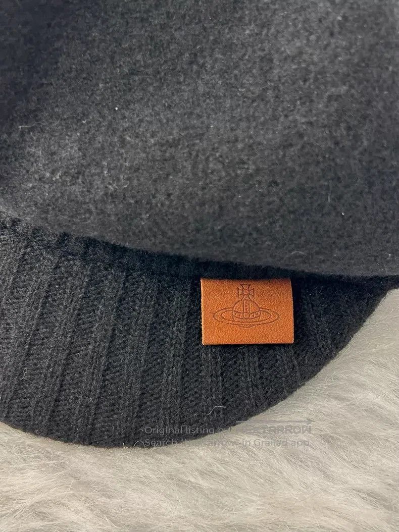 Vivienne Westwood Vivienne Westwood Black Wool Knitted Newsboy Cap Size ONE SIZE - 4 Thumbnail