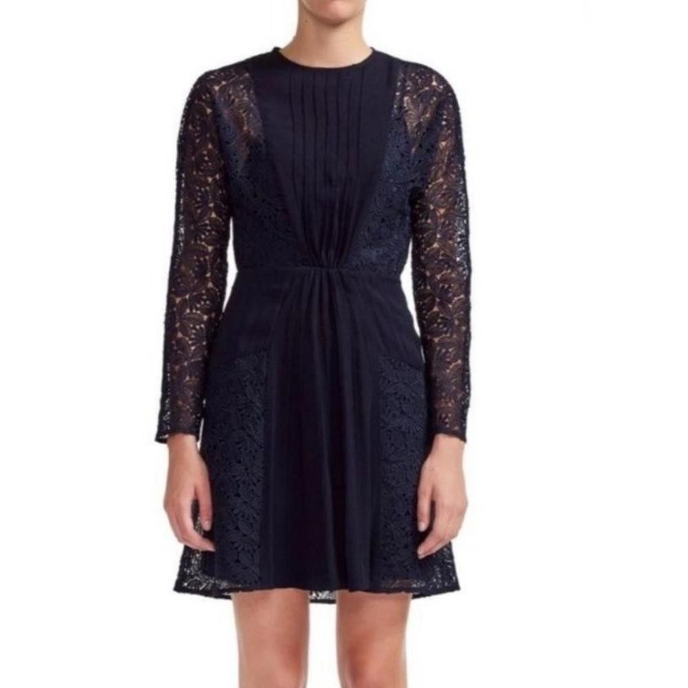 Other Maje Repine Marine Navy Blue Lace Crepe Dress size XL NEW Size XL / US 12-14 / IT 48-50 - 3 Thumbnail
