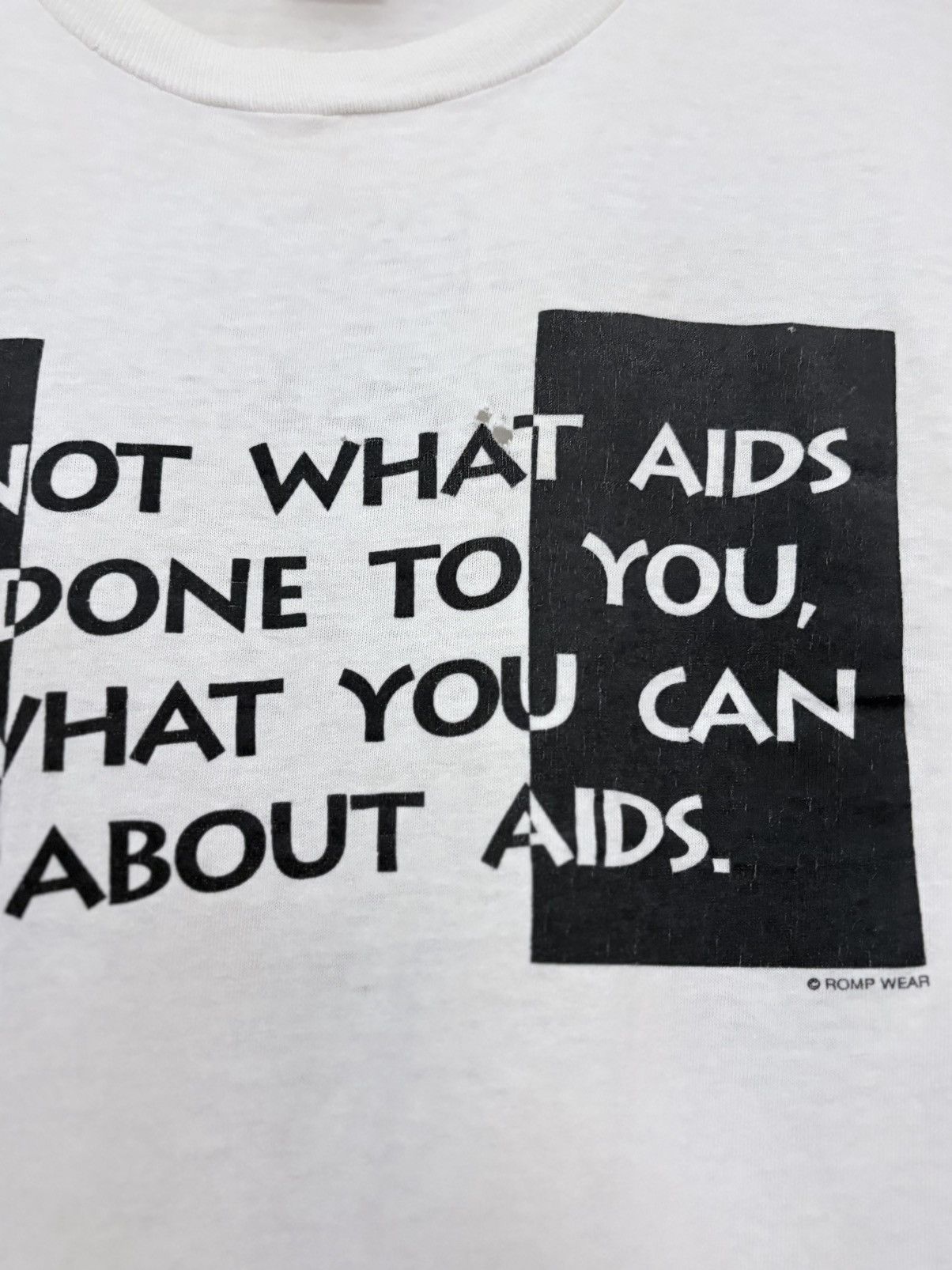 Vintage 90s Distressed Aids Ask Not What Aids Done To You Vtg Tee Size US L / EU 52-54 / 3 - 4 Thumbnail