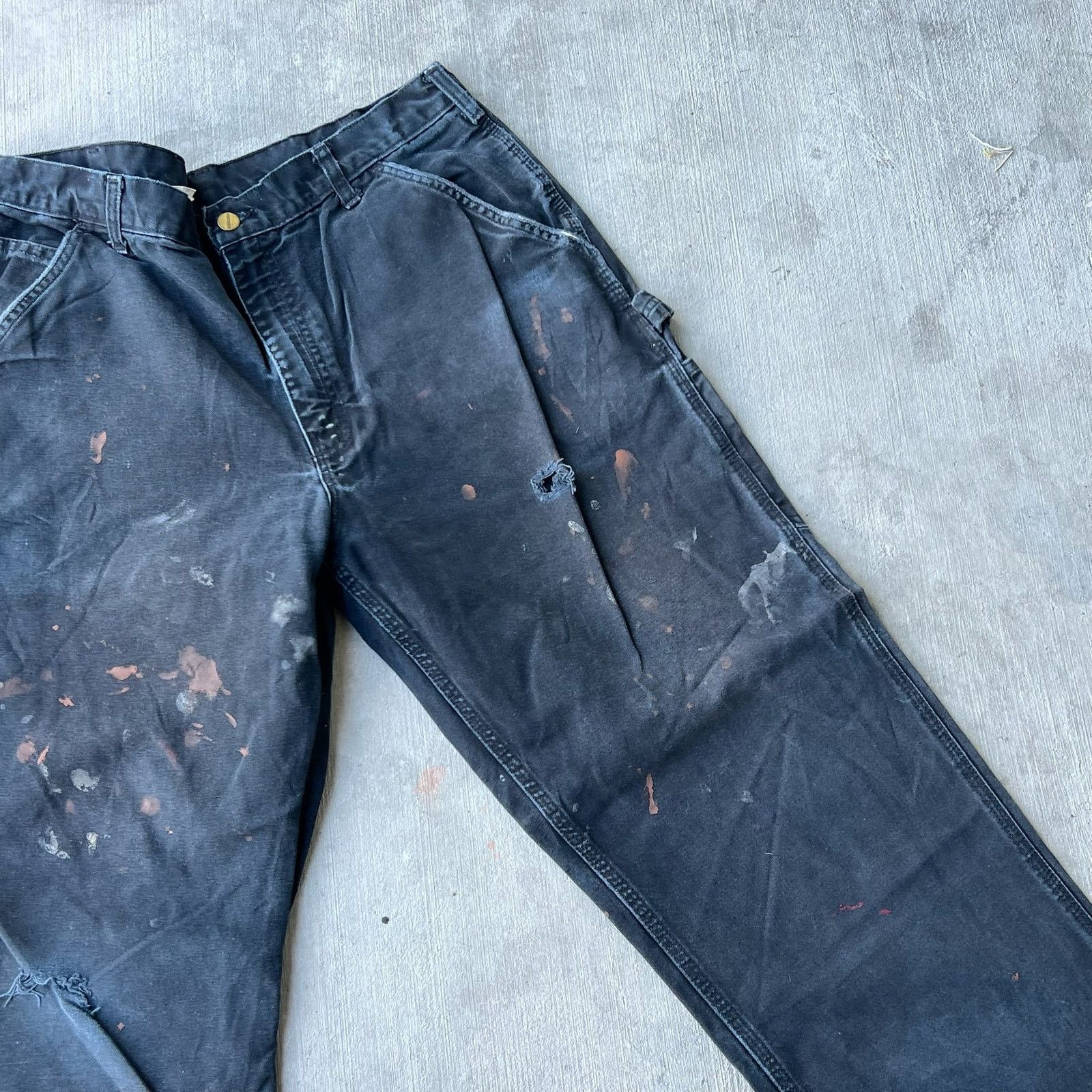 Carhartt × Vintage Carhartt faded black work wear carpenter pants Size US 36 / EU 52 - 12 Thumbnail