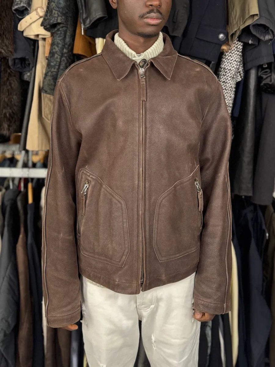 Armani 2000s Armani Brown Imperial Leather Jacket Size US M / EU 48-50 / 2 - 1 Thumbnail