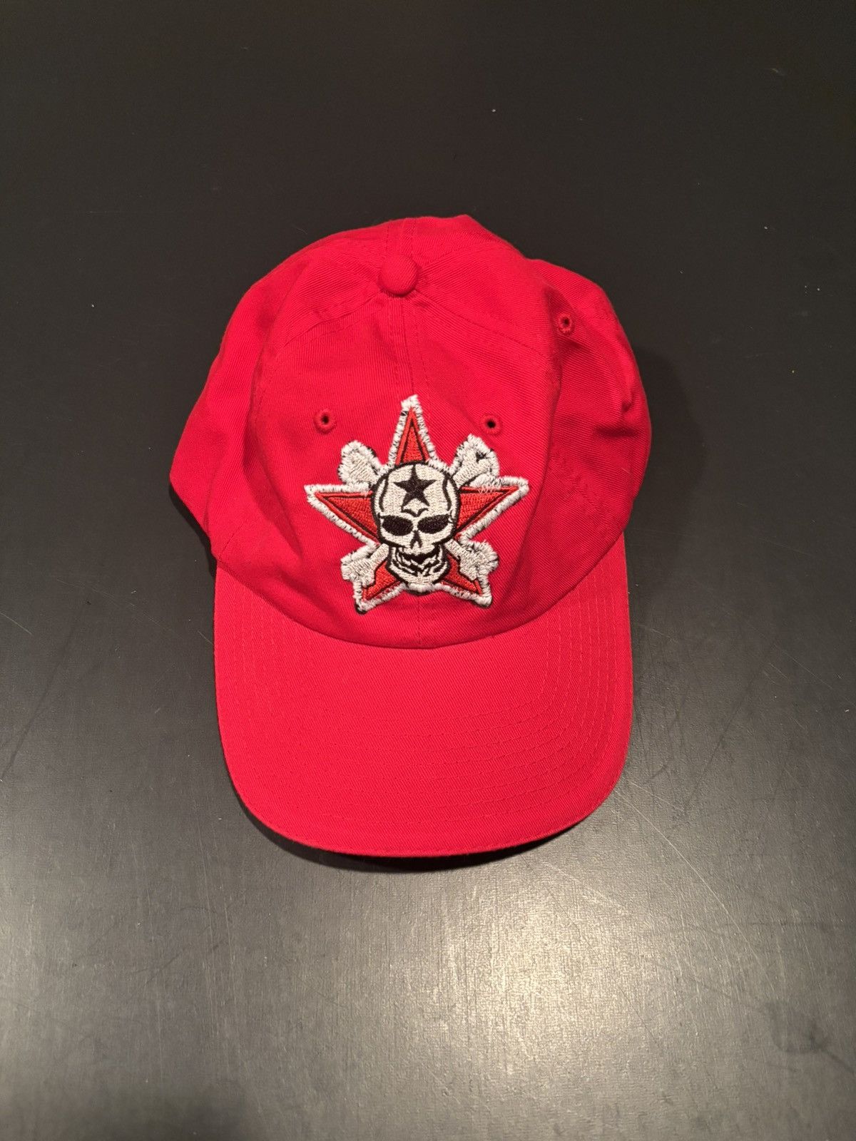 Other Red Custom Embroidered Skull Star Patch Red Baseball Hat Size ONE SIZE - 1 Thumbnail