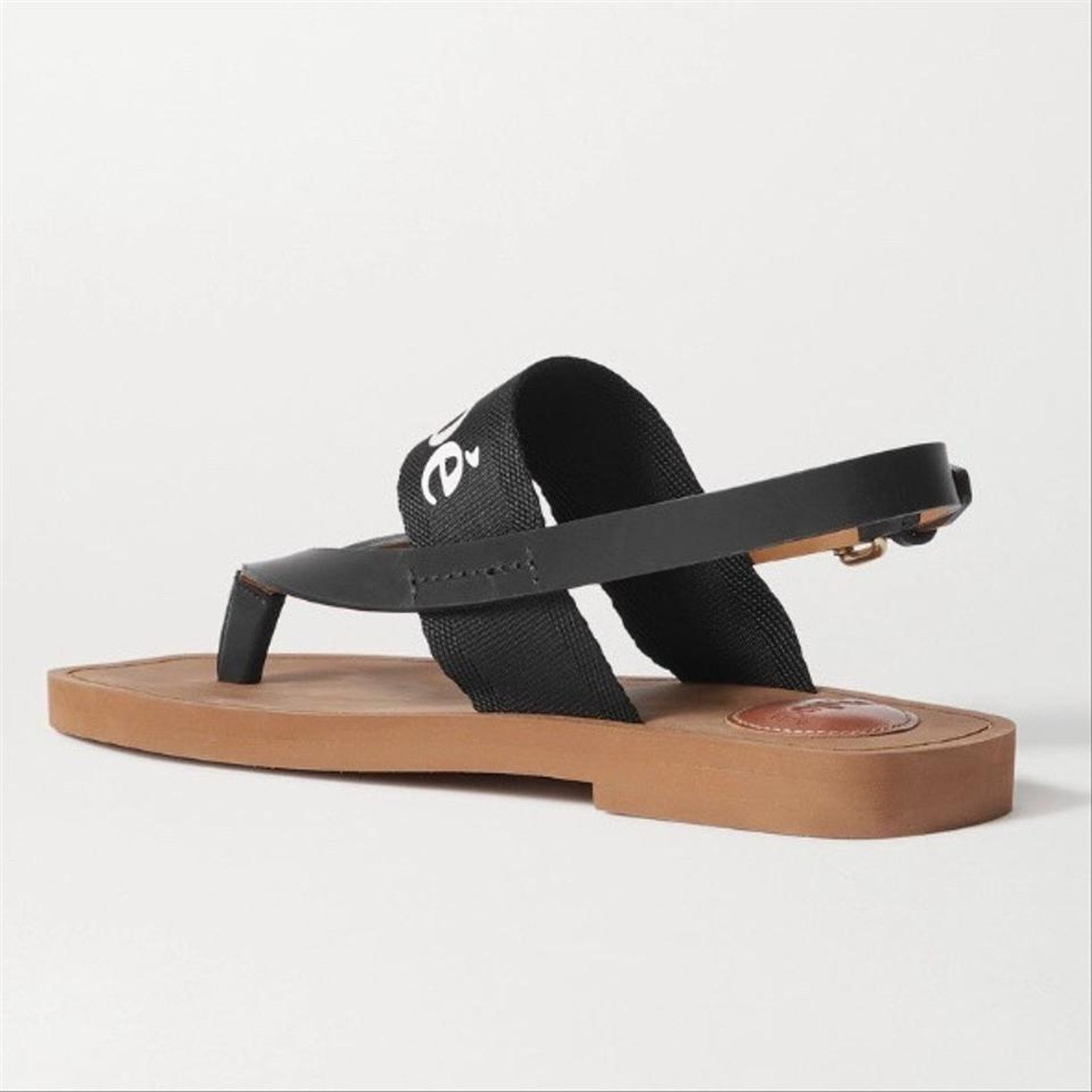 Chloe CHLOE woody logo printed canvas leather sandals Size US 12 / IT 42 - 4 Thumbnail