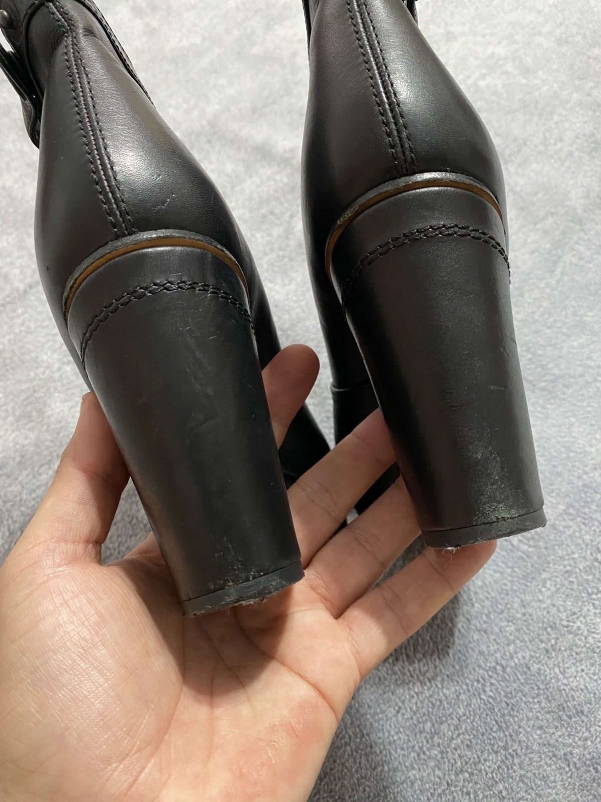 Acne Studios Vintage Black Leather Platform Ankle Boots Y2k