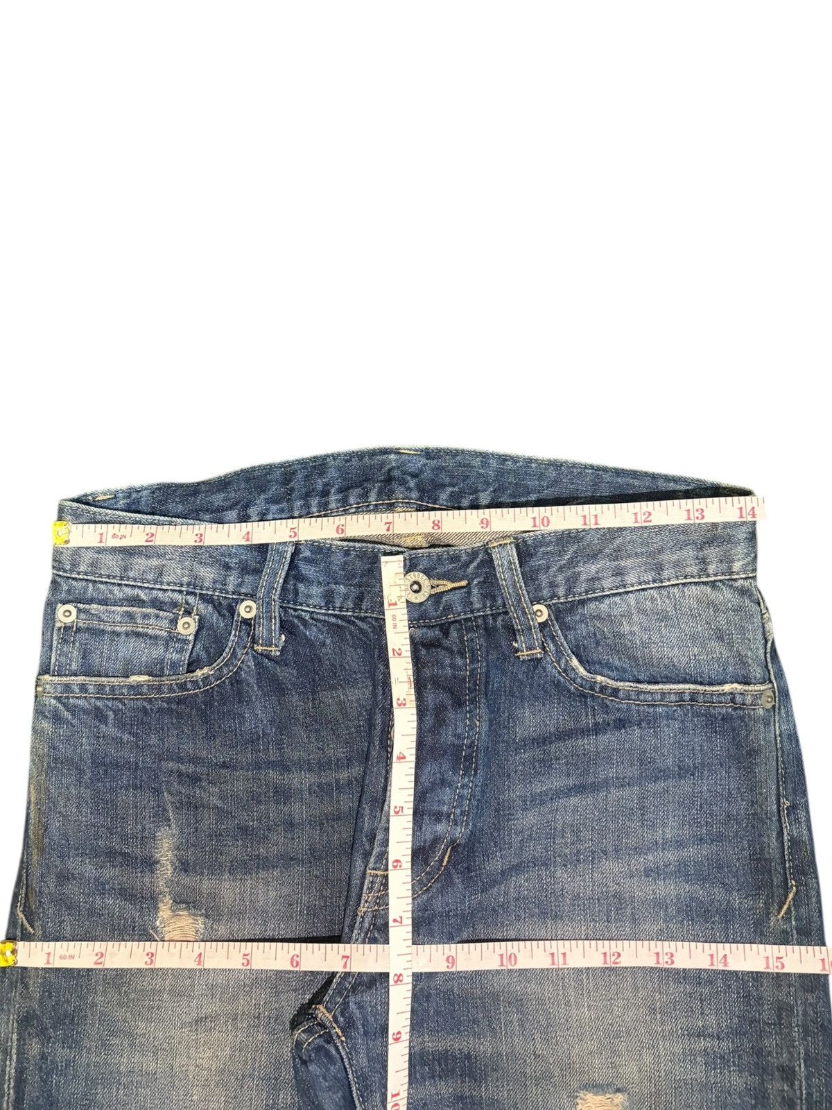 Edwin Vintage Japanese Brand Faded Wash Distressed Jeans Size 28" / US 6 / IT 42 - 6 Thumbnail