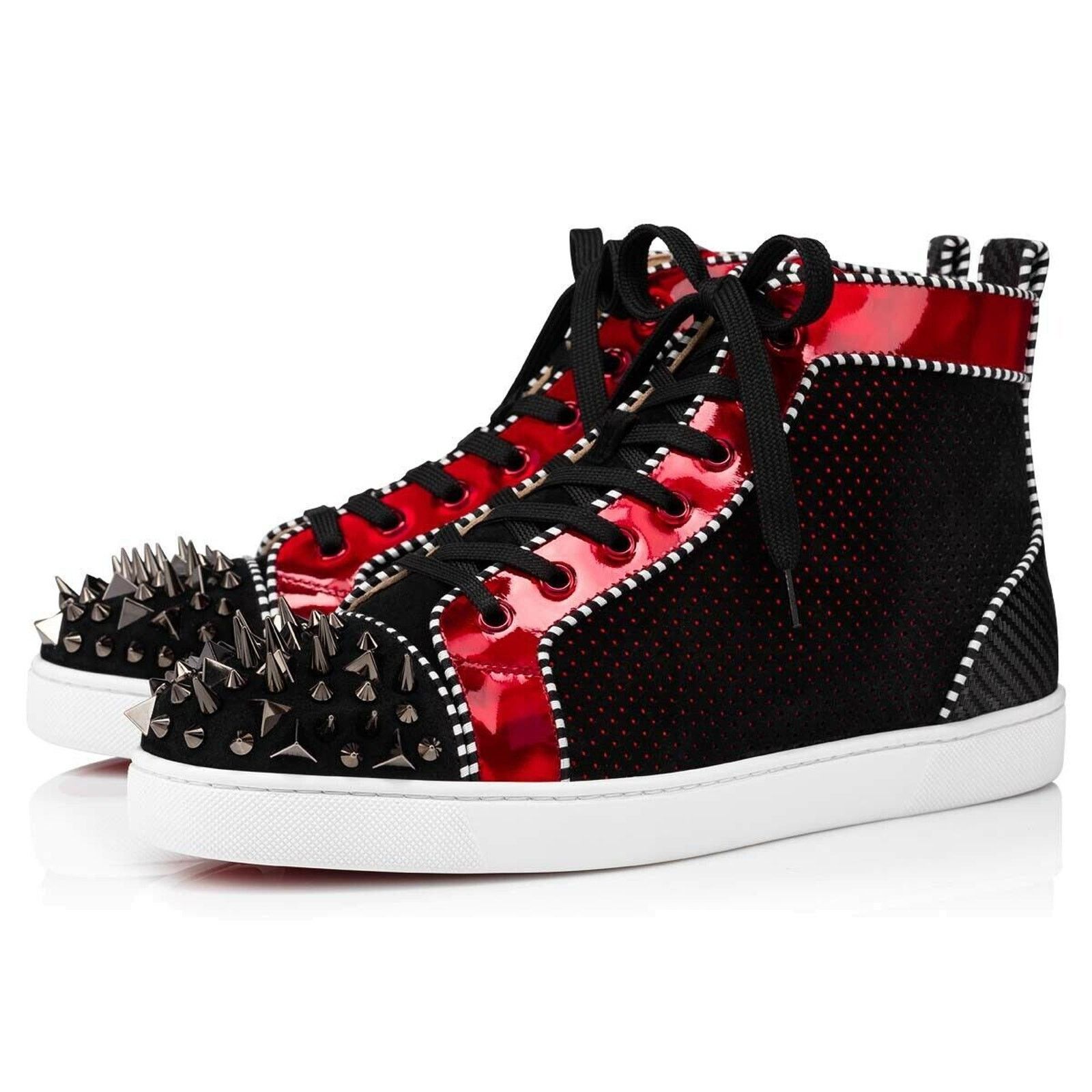 Christian Louboutin Christian Louboutin Mens Lou Pik Pik Orlato Flat Black Red Size US 9.5 / EU 42-43 - 1 Thumbnail