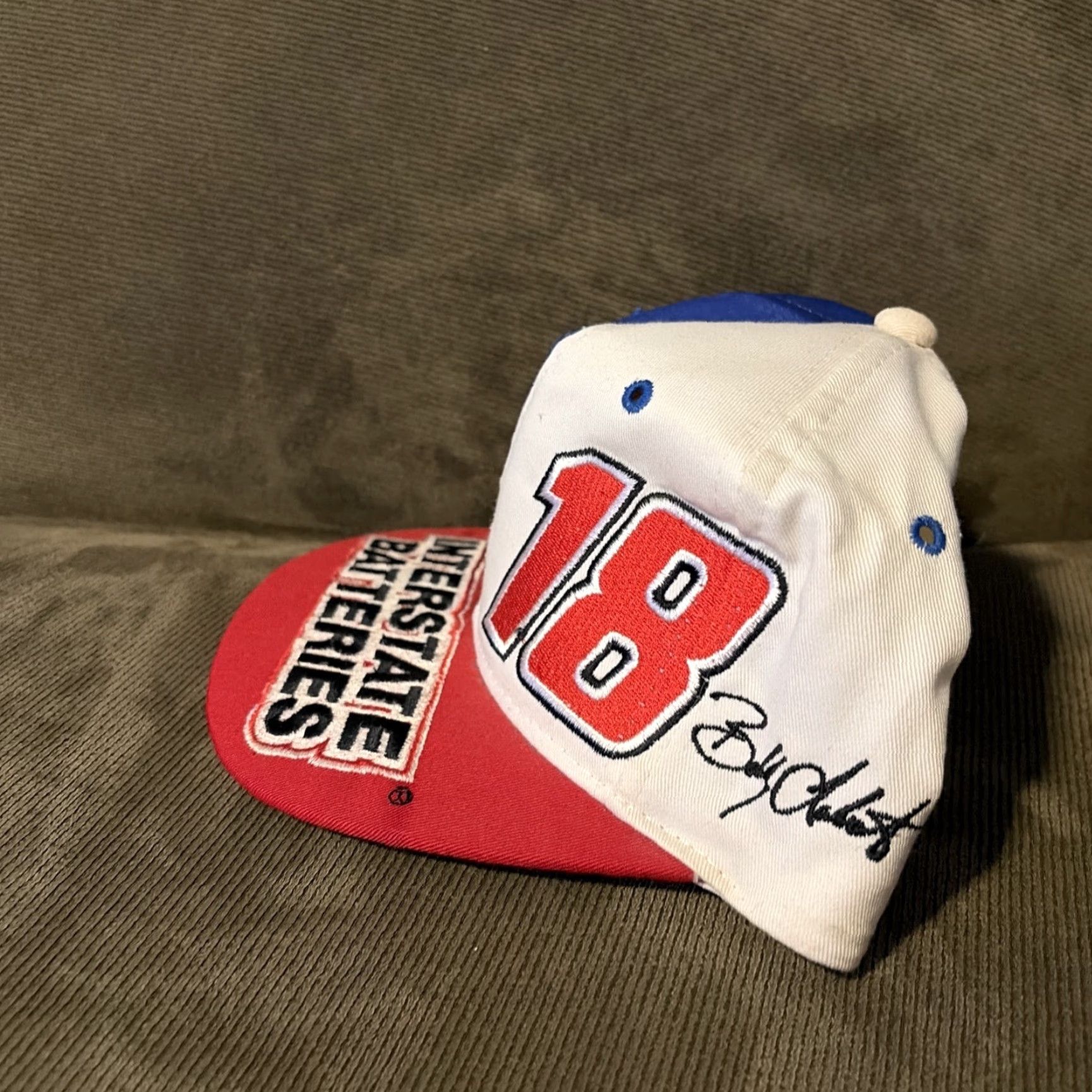 Chase Authentics VINTAGE NASCAR Racing Bobby Labonte Texas Flag Red White Blue SnapBack Hat Size ONE SIZE - 2 Thumbnail
