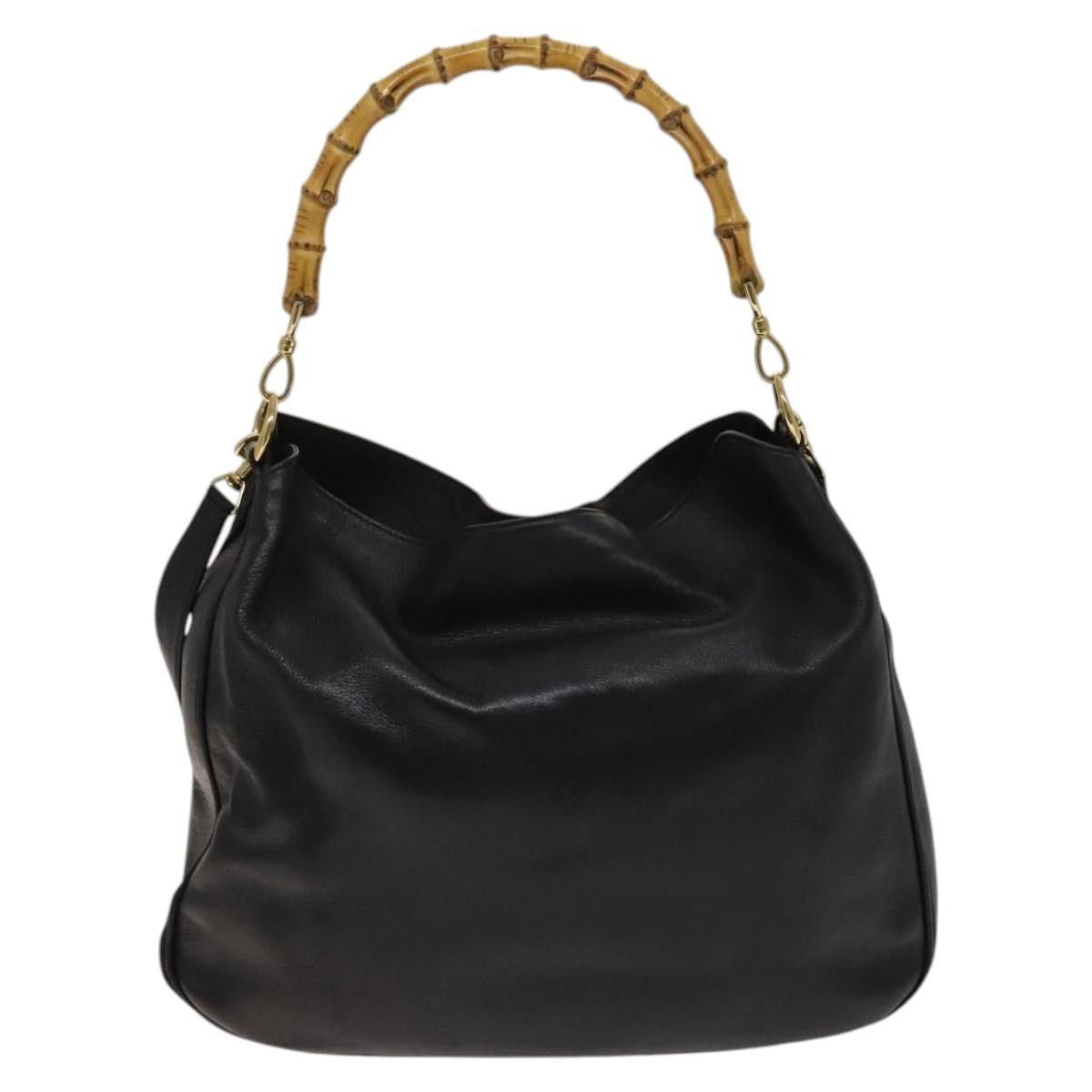 Gucci GUCCI Bamboo Handbag Leather Black Gold 001 1781 001 1781 Size ONE SIZE - 3 Thumbnail