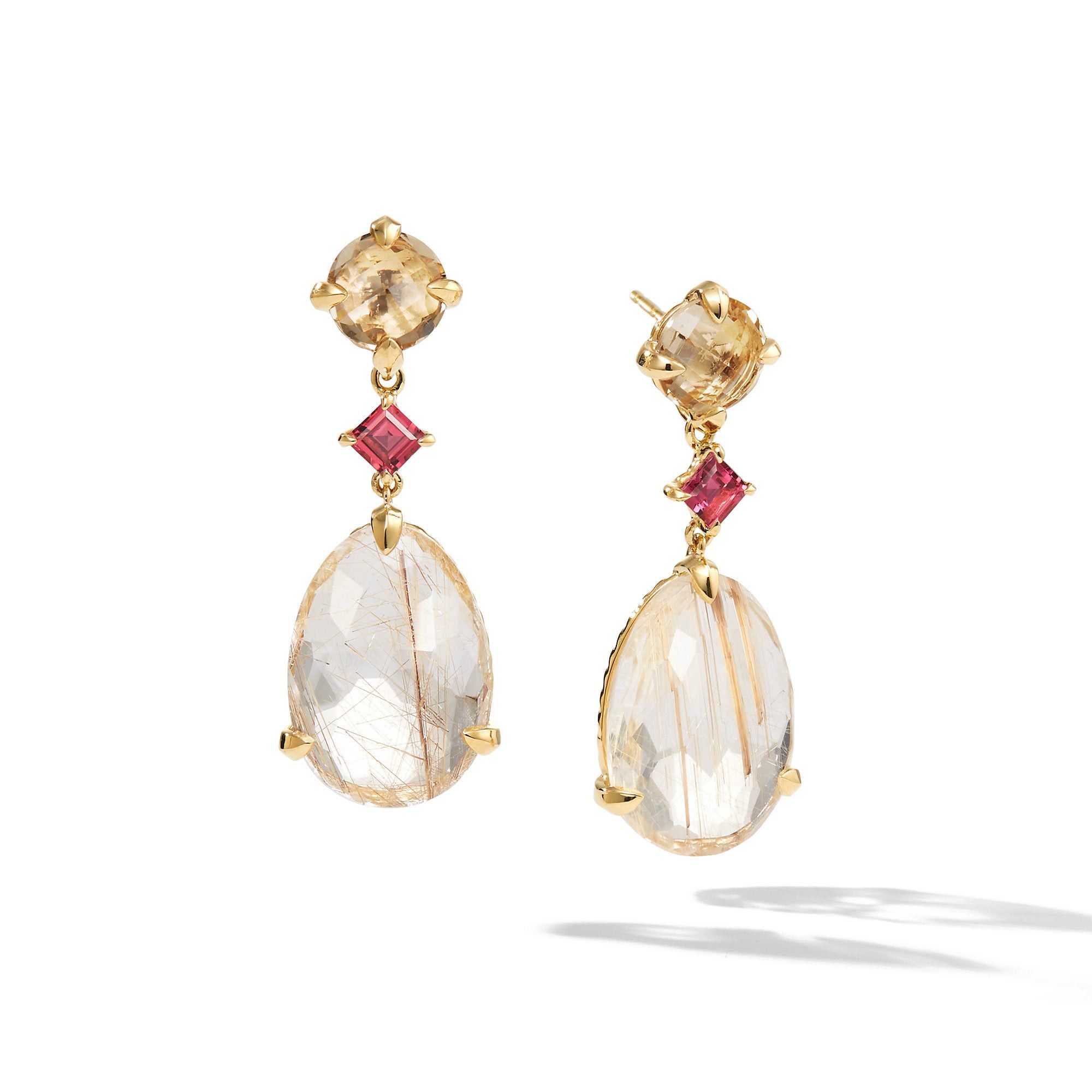 David Yurman o1w1db10325 Earrings in 18K Yellow Gold and Pink 38mm Size ONE SIZE - 1 Thumbnail