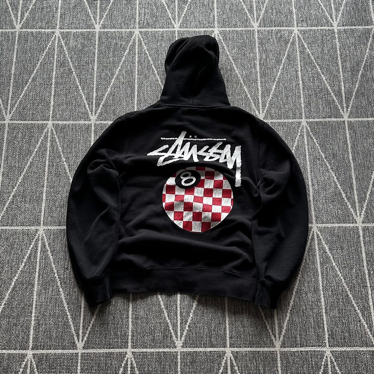 Stussy × Vintage Stussy hoodie 8 ball black big logo Size US M / EU 48-50 / 2 - 4 Thumbnail