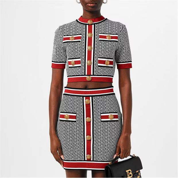 Balmain o1g2r1mq0924 Cropped Jumper in Multicolor Size S / US 4 / IT 40 - 3 Thumbnail