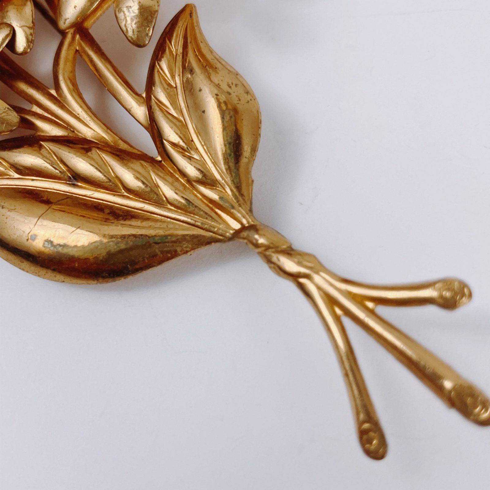 Vintage Large 4" Vintage 1940s Gold Tone Floral Spray Brooch Size ONE SIZE - 5 Thumbnail