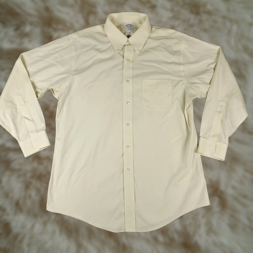 Brooks Brothers Brooks Brothers Shirt Mens 16.5 Ivory Slim Fit Dress Button Up Long Sleeve Size 46R - 1 Thumbnail