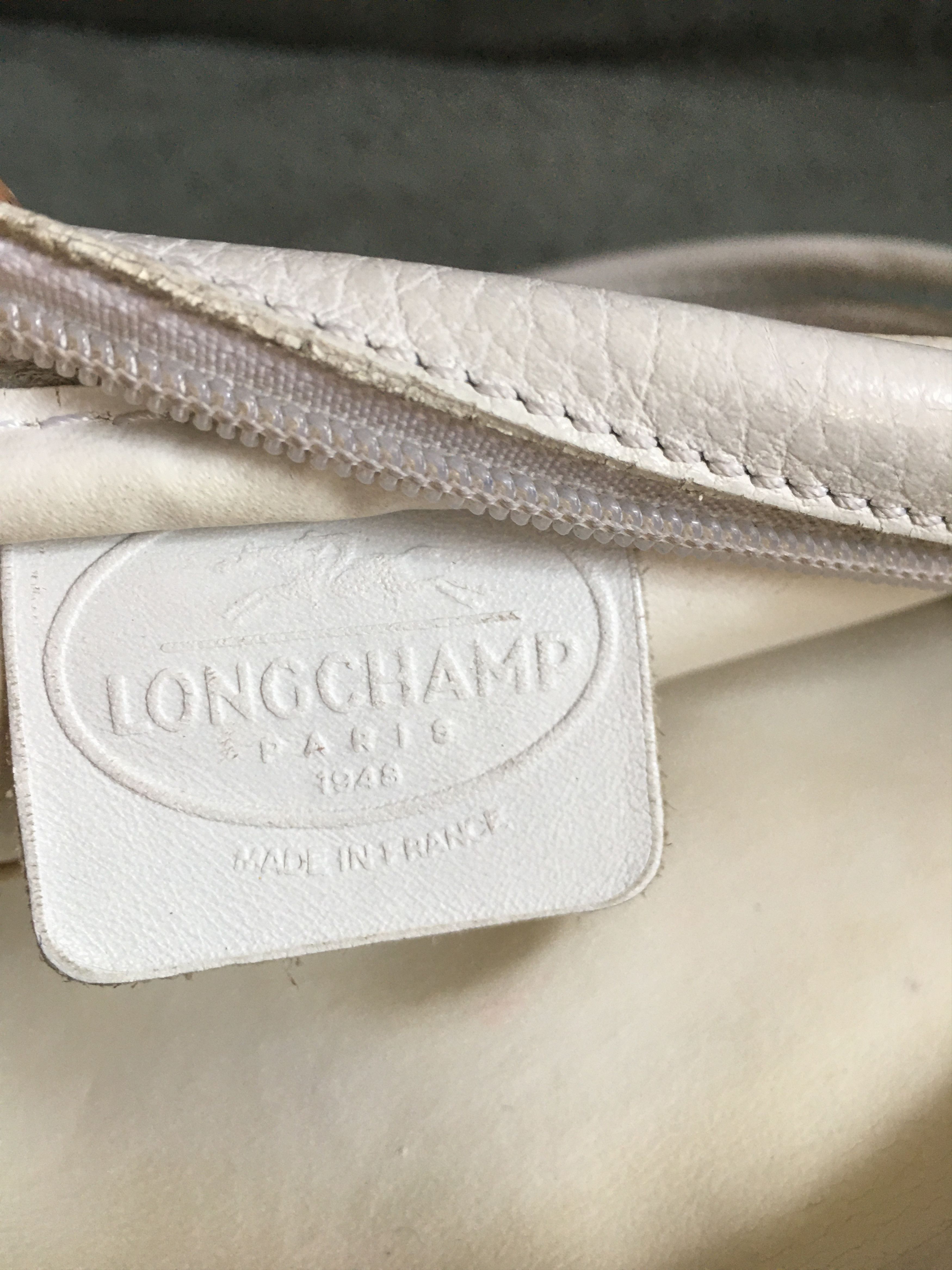 LONGCHAMP Cream Pebbled Leather Shoulder Crossbody Bag