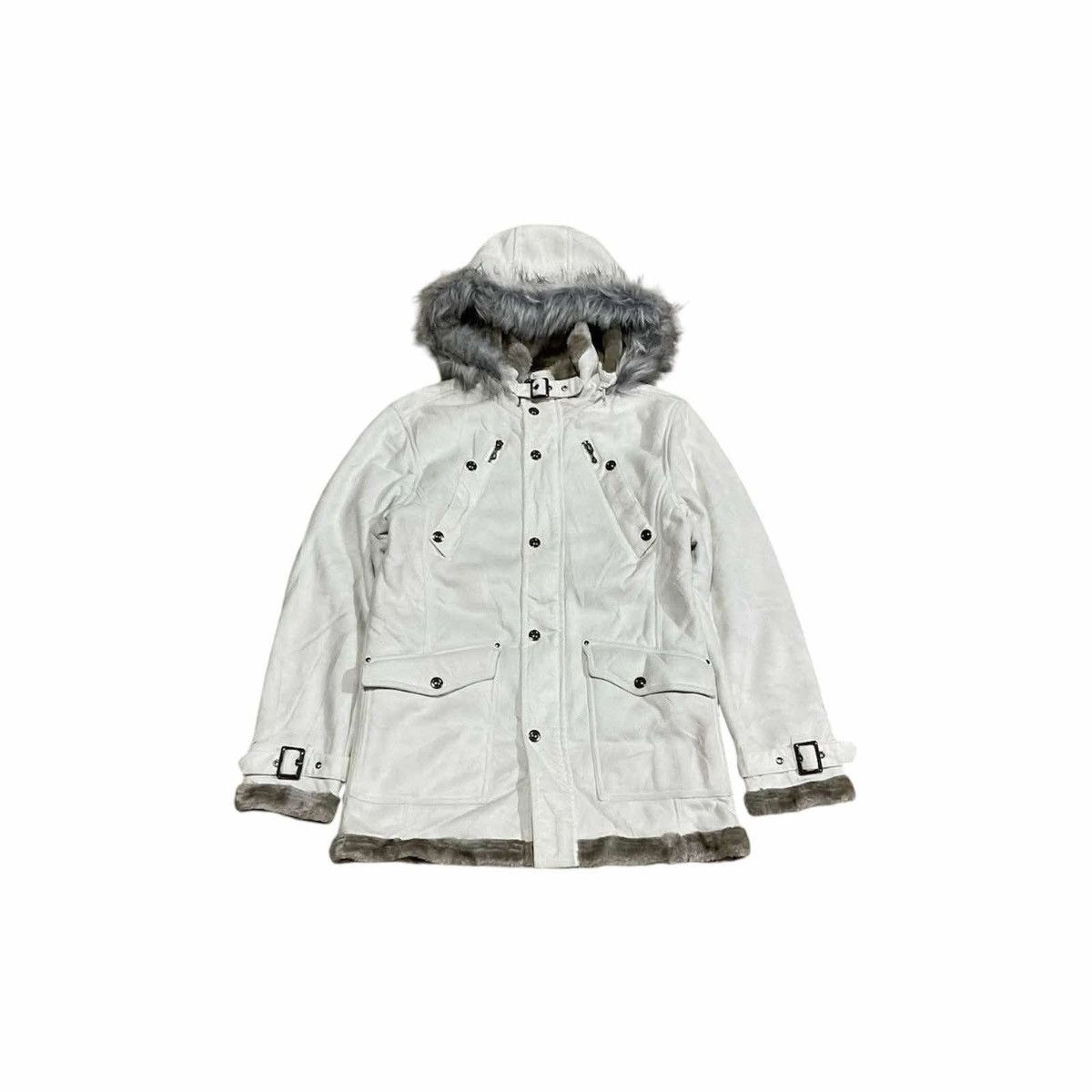 14th Addiction 🔥Sick Y2K Roushatte Faux Fur Suede Leather Jacket Hooded Size US M / EU 48-50 / 2 - 3 Thumbnail