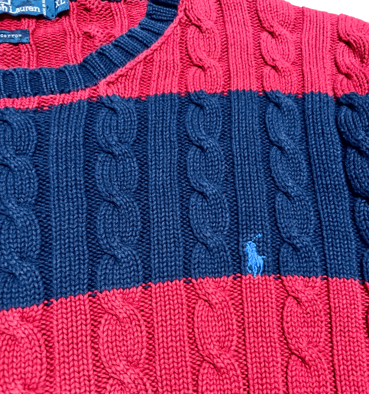 Polo Ralph Lauren Polo Ralph Lauren Striped Cable Knit Pullover Sweater Size US XL / EU 56 / 4 - 2 Thumbnail
