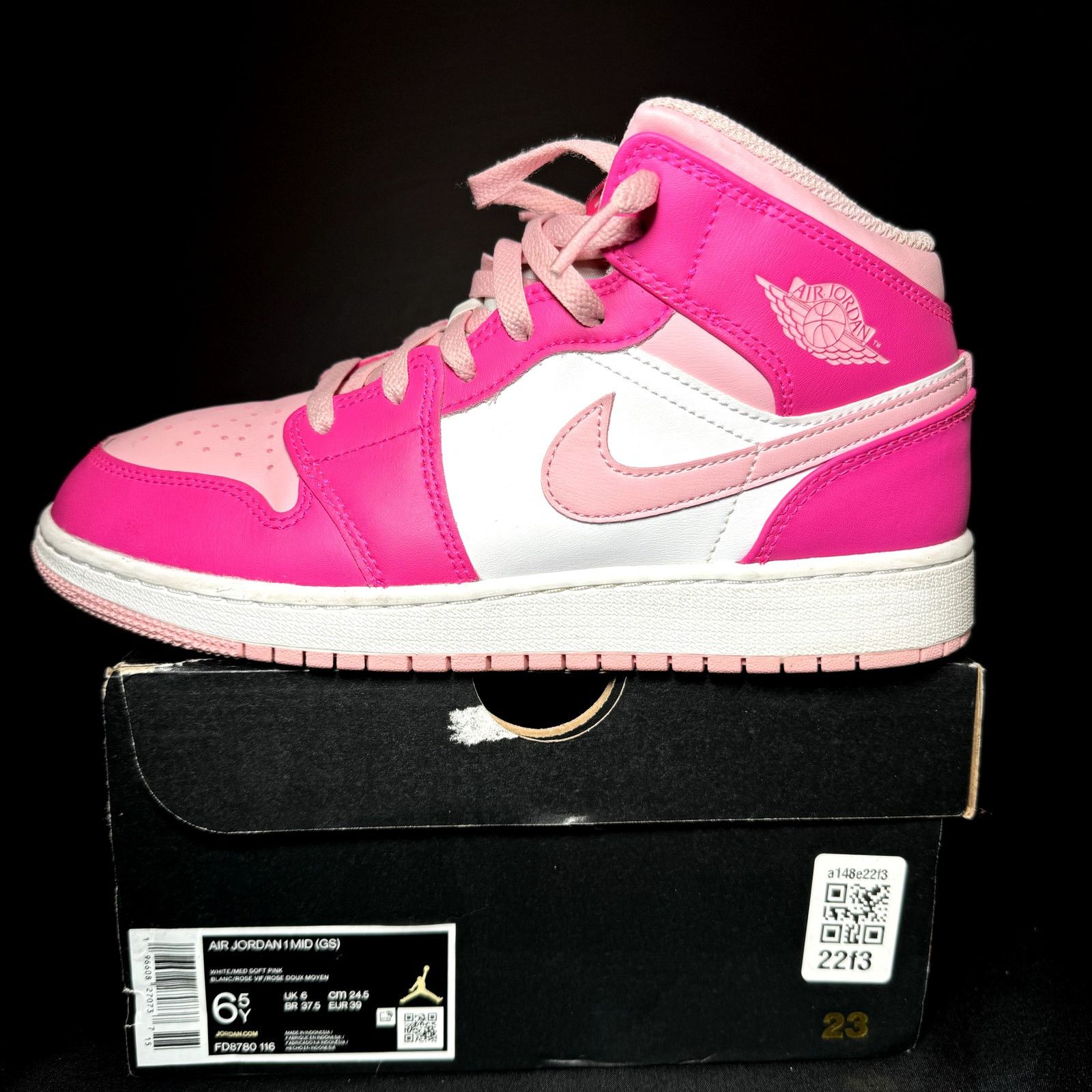 Jordan Brand × Nike Size 6.5 - Nike Air Jordan 1 Mid GS Fierce Pink Men's Shoes Size US 6.5 / EU 39-40 - 9 Thumbnail