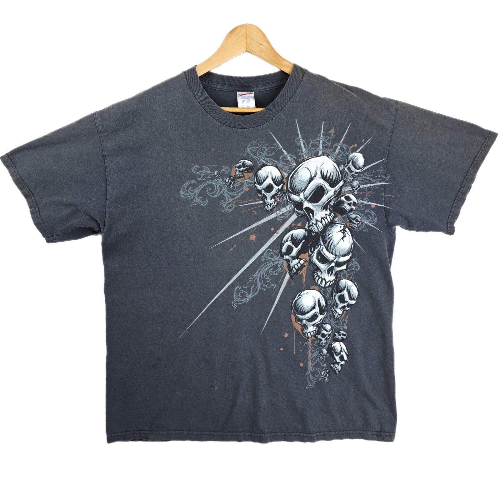 Other Vintage Y2k Skulls & Smoke Shirt Mens Size XL Gray Skater Size US XL / EU 56 / 4 - 1 Thumbnail