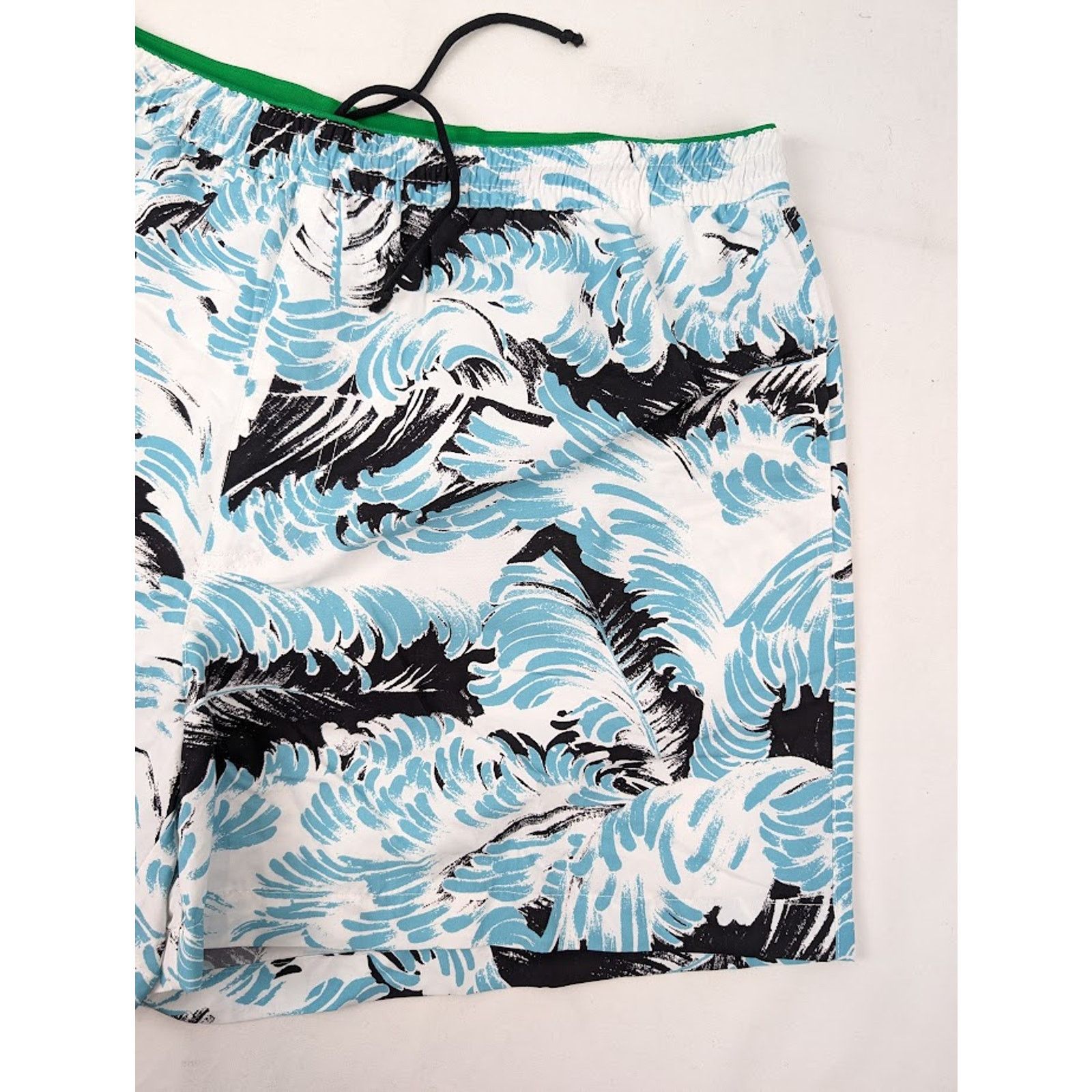 Bottega Veneta o1rshd1 Nylon Printed Feathers Swim Long Boxer in Black/Turq Size US 36 / EU 52 - 3 Thumbnail