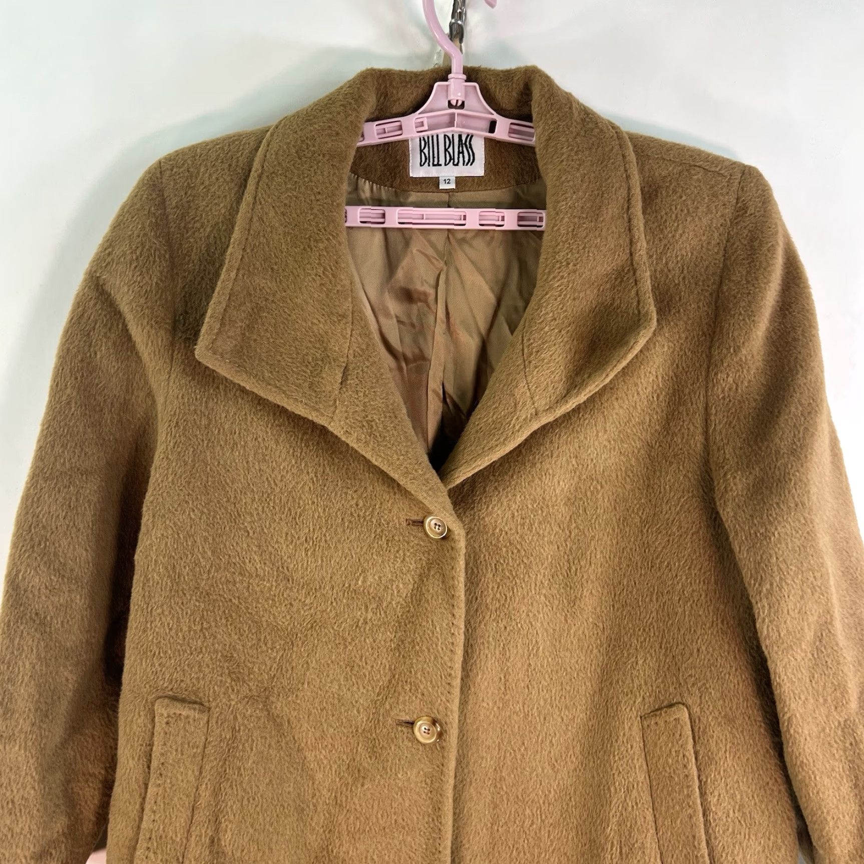 Bill Blass VINTAGE Bill Blass Llama Wool Overcoat Womens Size 12 Camel Tan Long Sleeve Classic 90s Size XL / US 12-14 / IT 48-50 - 2 Thumbnail
