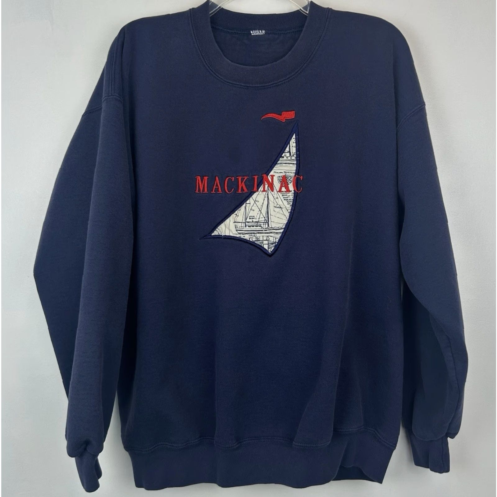 Vintage VINTAGE Mackinac Island Sweatshirt XL 90s Embroidered Crew Blue Michigan Read Men Sweatshirt Graphic Print Size US XL / EU 56 / 4 - 2 Thumbnail