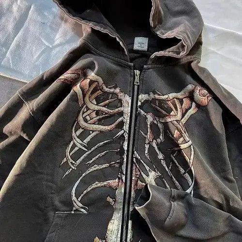 Japanese Brand Vintage Punk Skull and Bones XXL Hooded Sweatshirt Jacket Size US XXL / EU 58 / 5 - 3 Thumbnail