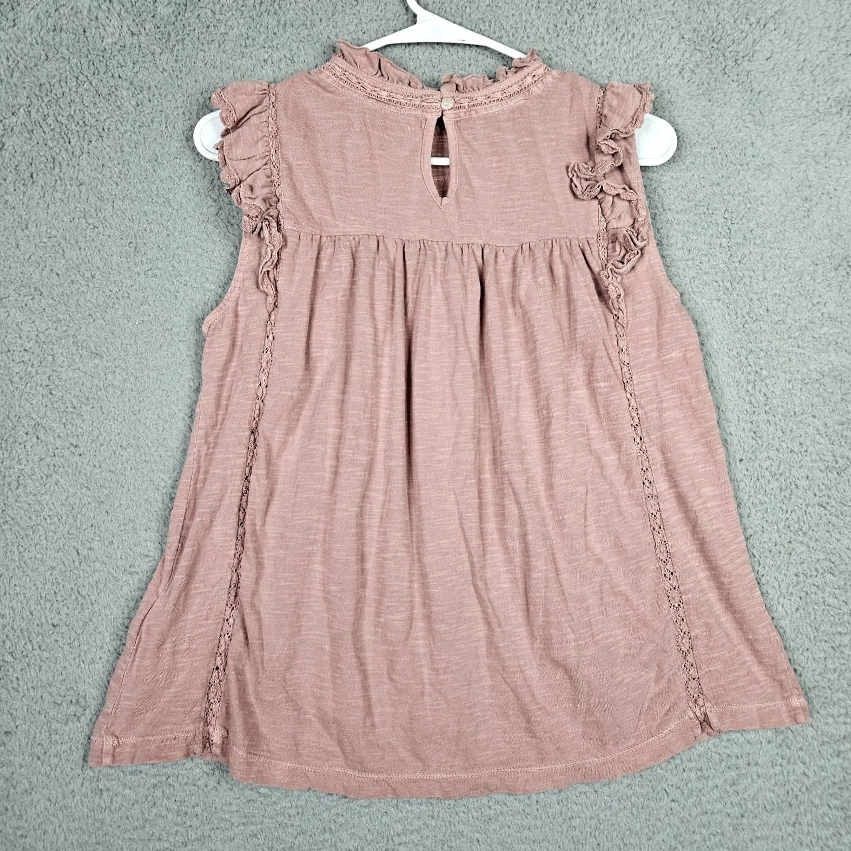 Vintage ANOTHER LOVE Tank Women S Cotton Ruffle Flutter Sleeve Pink Short Sleeve Size S Size S / US 4 / IT 40 - 4 Thumbnail