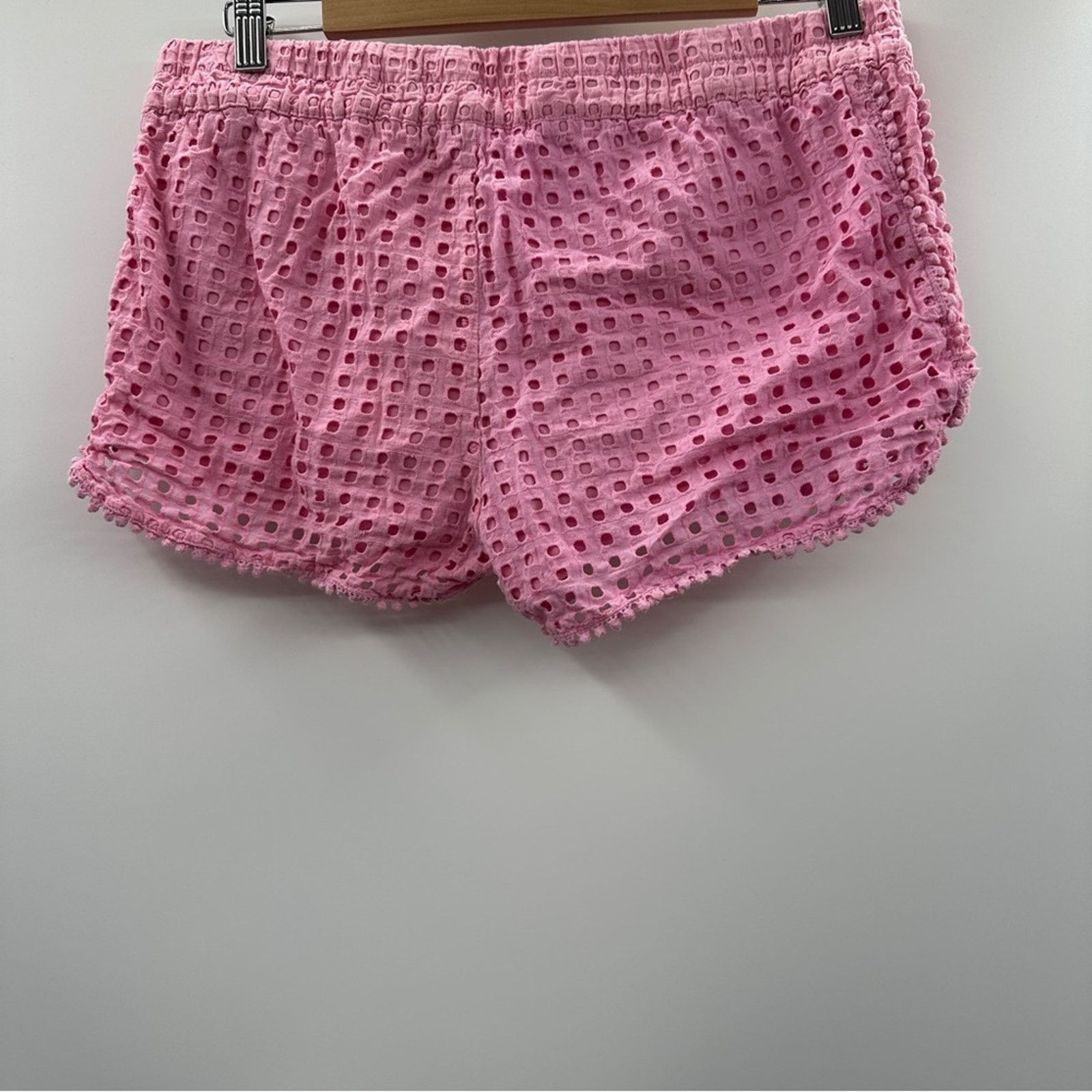 Lilly Pulitzer Lilly PulitzerPink Eyelet Pom Pom Mid Rise Pull-On Shorts M Size 29" - 2 Thumbnail