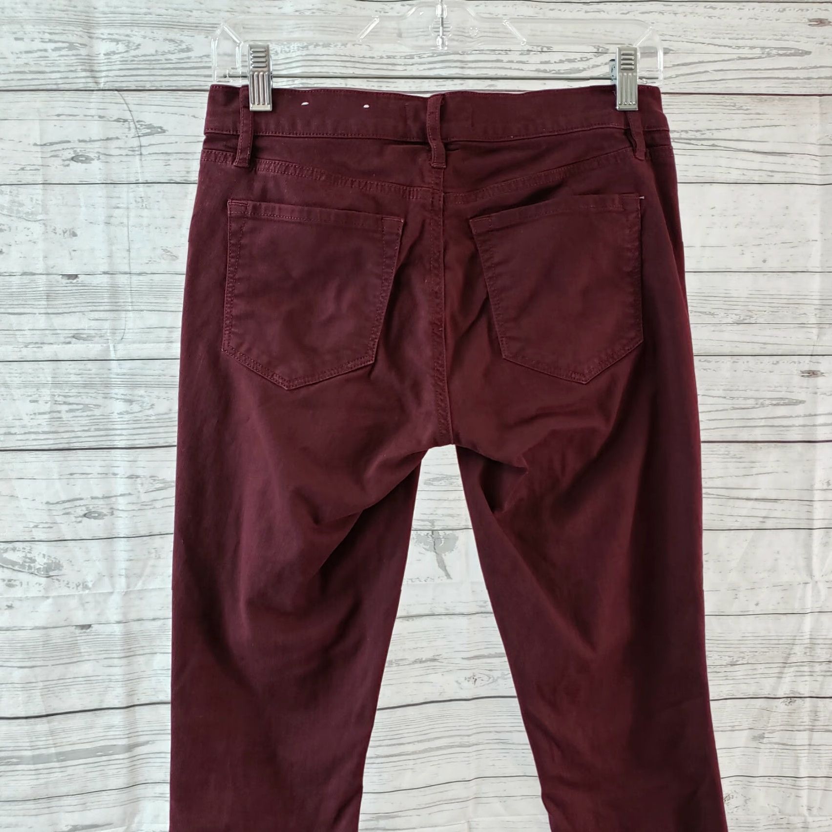 Ann Taylor Ann Taylor LOFT Womens Modern Skinny Pants Sz 0 Maroon Red Cotton Blend Low Rise Zip 30in Inseam Slim Fit Pants Womens Size 25" / US 0 / IT 36 - 4 Thumbnail
