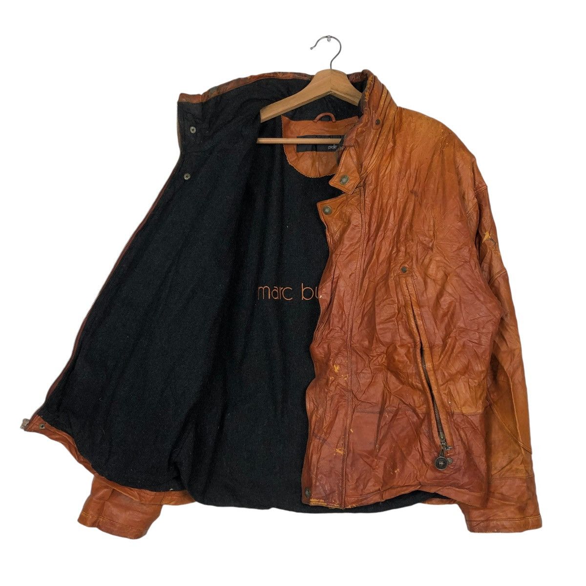 Marc Buchanan 🔥VINTAGE BOMBER LEATHER JACKET MARC BUCHANAN SPELL OUT Size US M / EU 48-50 / 2 - 14 Thumbnail