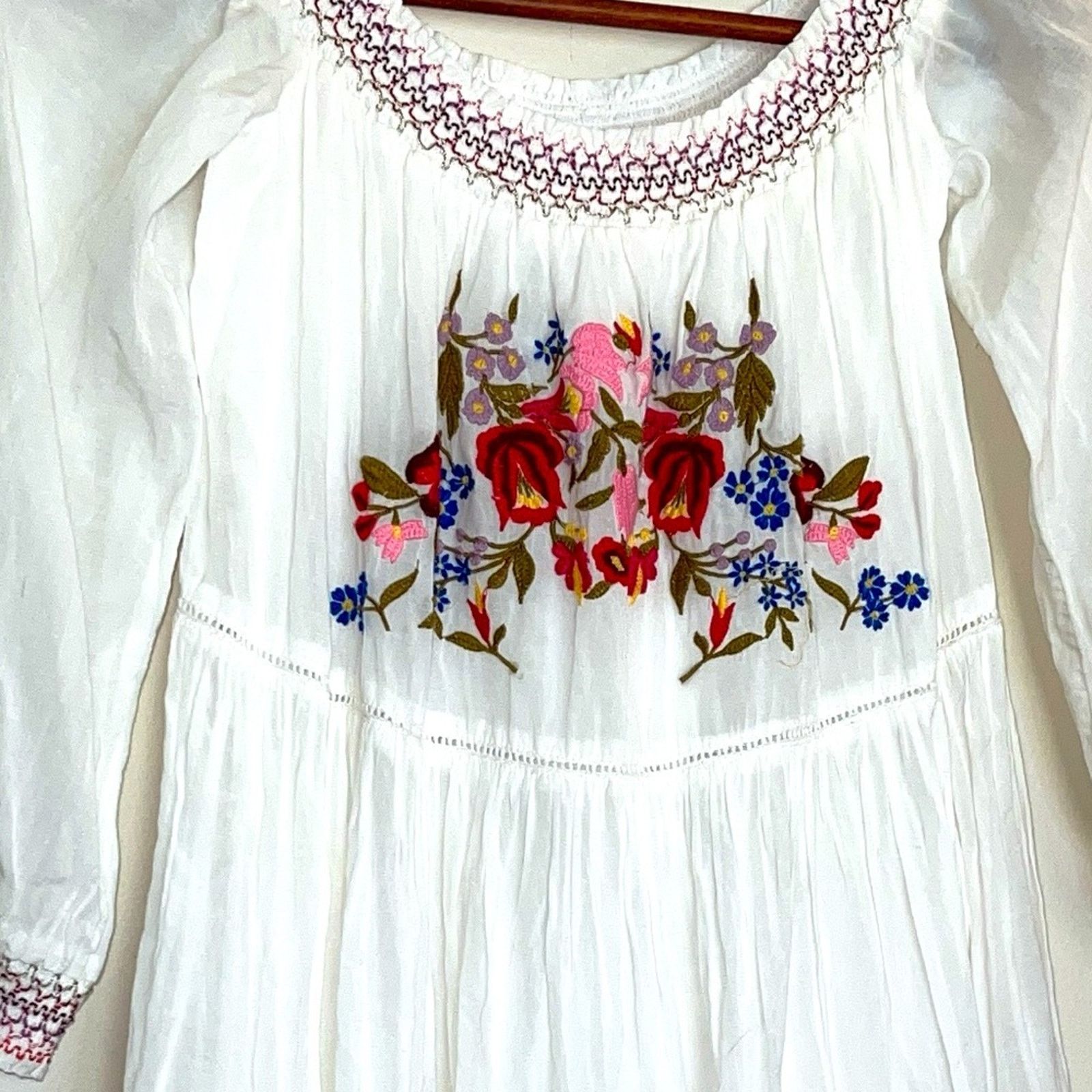 Free People Free People Sun Beams Embroidered Off-The-Shoulder Dress Size XS / US 0-2 / IT 36-38 - 7 Thumbnail