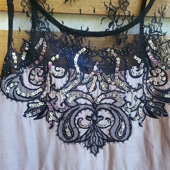 Miss Me Miss Me Sequined Lace Peplum Silk Blend Sz. L Baby Doll Tank Size L / US 10 / IT 46 - 6 Thumbnail
