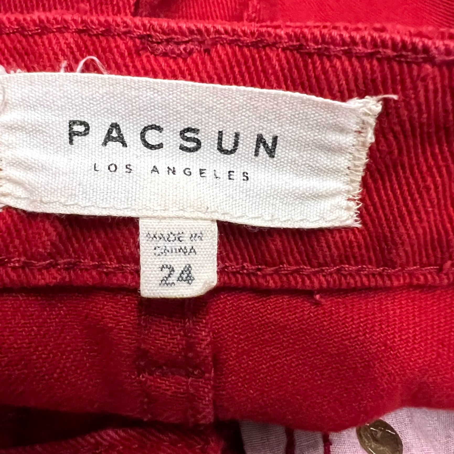 Pacsun VINTAGE PacSun Denim Fringe Skirt Womens Size 24 Red Mini Pocketed Size 42" / US 20 - 5 Thumbnail