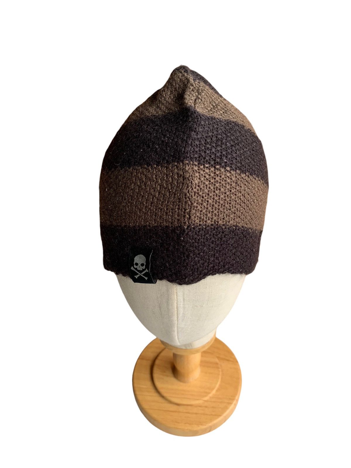 14th Addiction × Vintage Stripe Hydrogen Skull Punk Knitted Hairy Rare Beanie Hats☠️🎌 Size ONE SIZE - 7 Thumbnail
