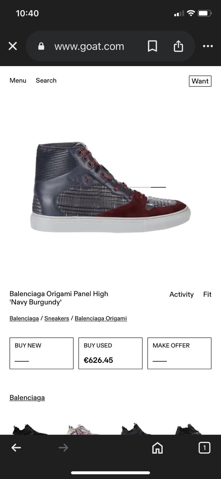 Balenciaga Balenciaga Origami Panel High ‘Navy Burgundy’ Size US 8.5 / EU 41-42 - 7 Thumbnail